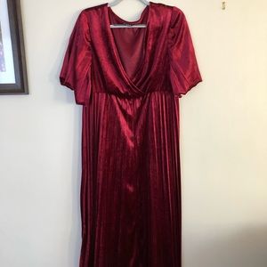 Dark Red Velvet Texture Dress